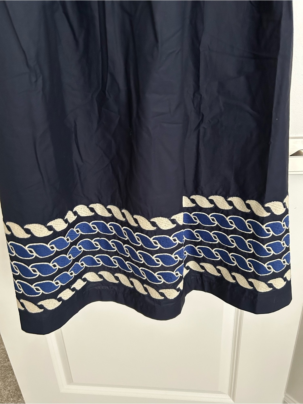 NWT TUCKERNUCK Navy High Tide Embroidered Stripe Gabriella Dress Navy Rope Sz M - Picture 5 of 6